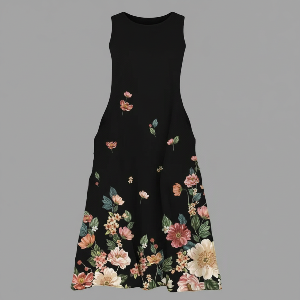 Blumenmuster Midi Kleid | Damenkleider für den Sommer