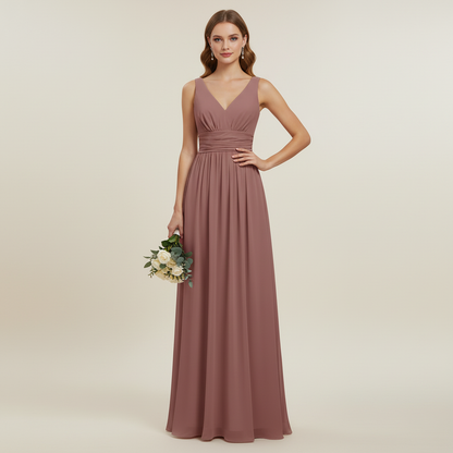 Ärmelloses V-Ausschnitt Kleid | Maxi Kleid für Damen