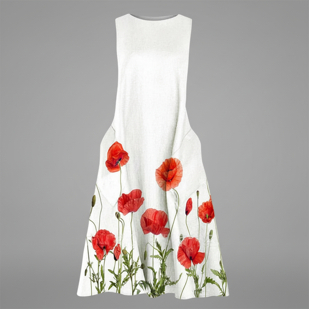 Blumenmuster Midi Kleid | Damenkleider für den Sommer