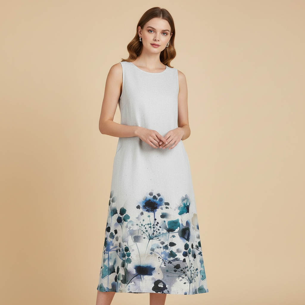 Blumenmuster Midi Kleid | Damenkleider für den Sommer