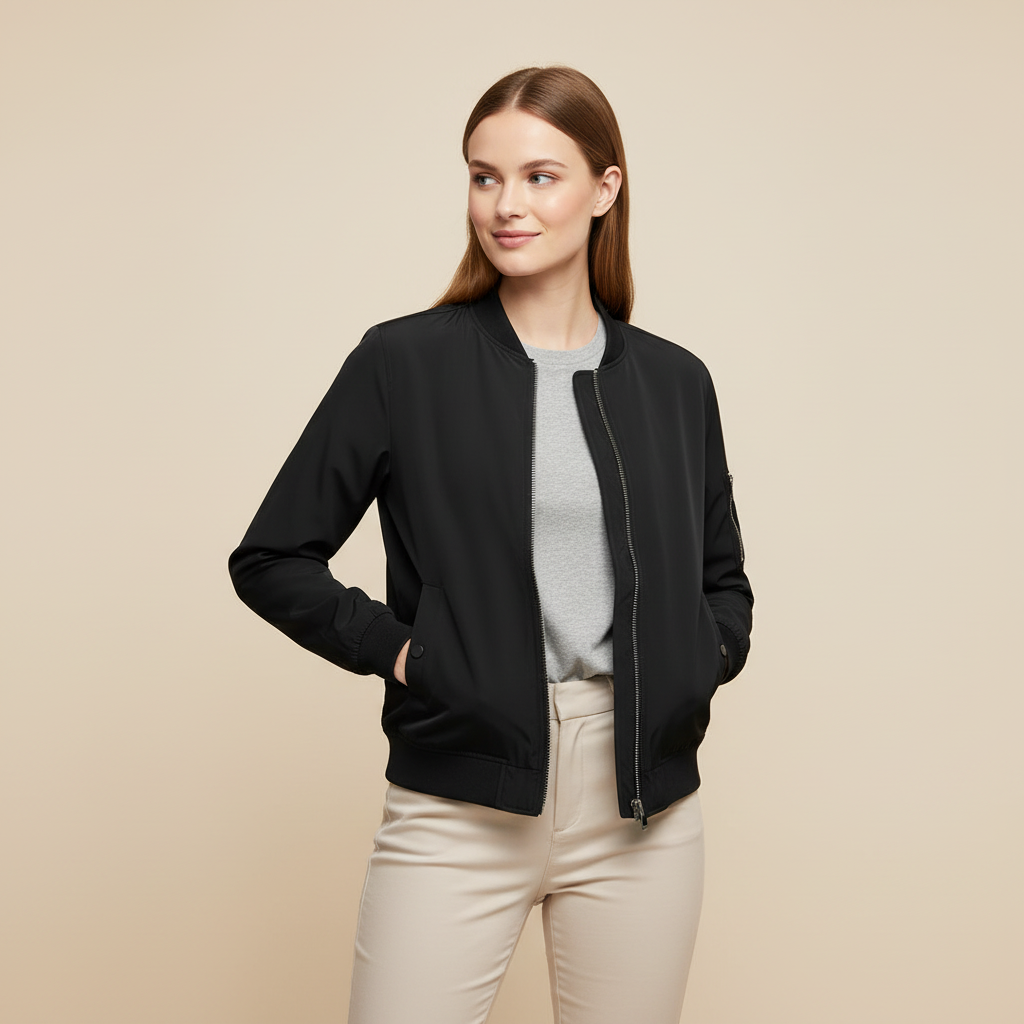 Damen Bomberjacke | Sportliche Kurzjacke mit Reißverschluss