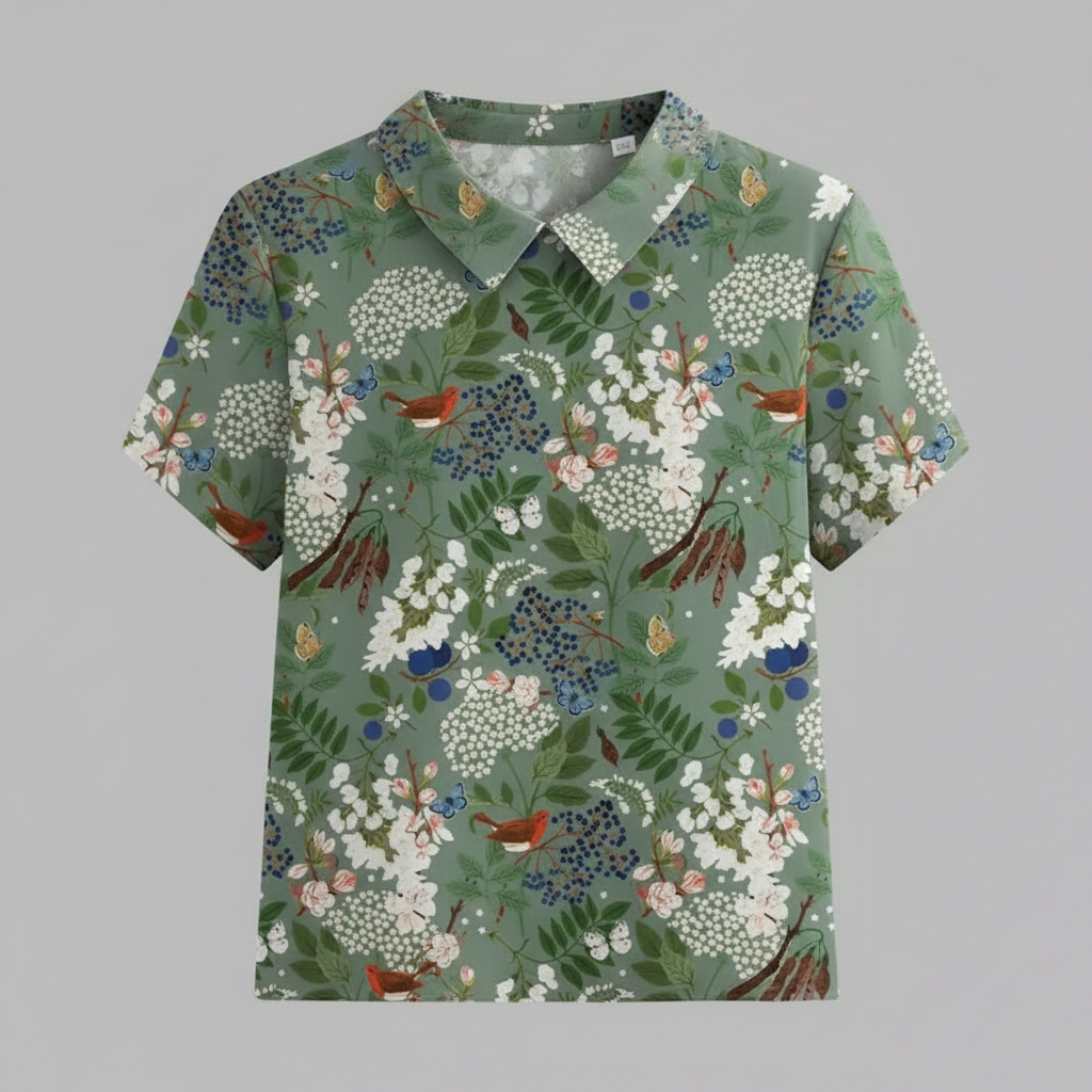 Damen Vintage Bluse mit Blumenmuster | Damenbluse Lässig