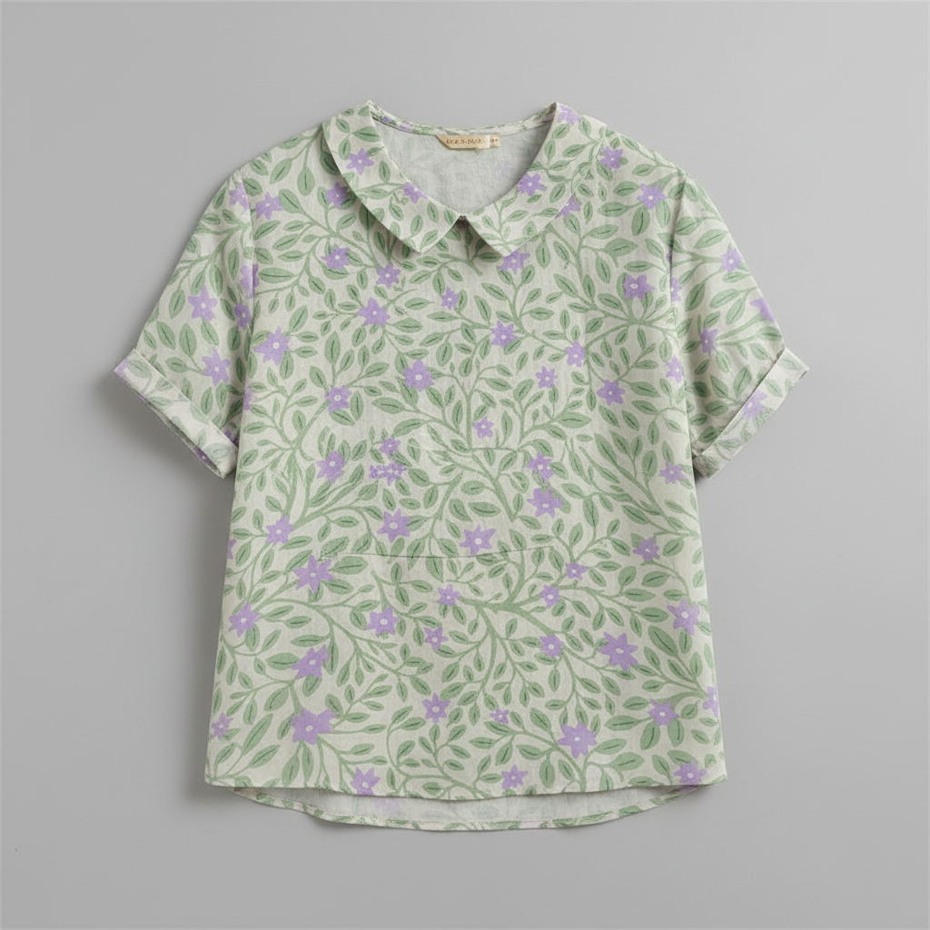 Damen Vintage Bluse mit Blumenmuster | Damenbluse Lässig