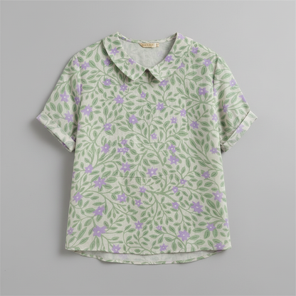 Damen Vintage Bluse mit Blumenmuster | Damenbluse Lässig