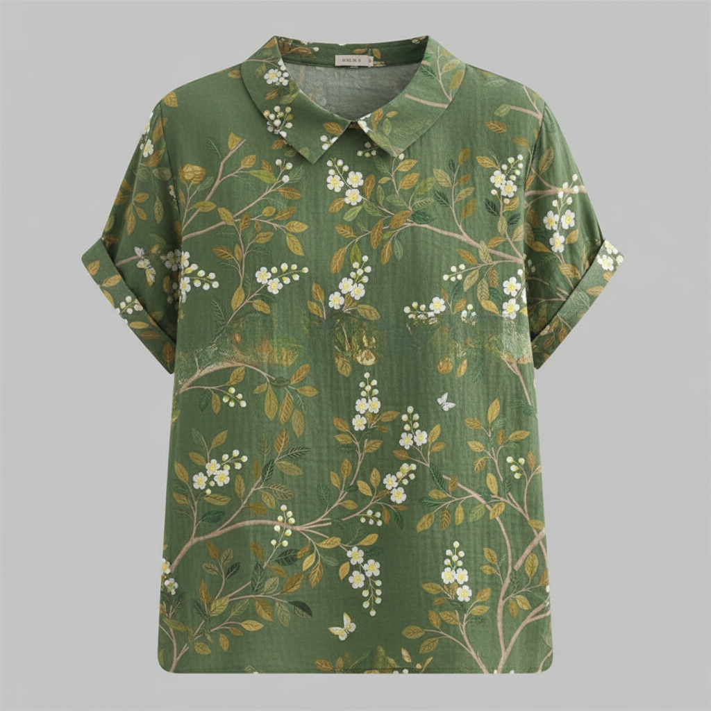 Damen Vintage Bluse mit Blumenmuster | Damenbluse Lässig