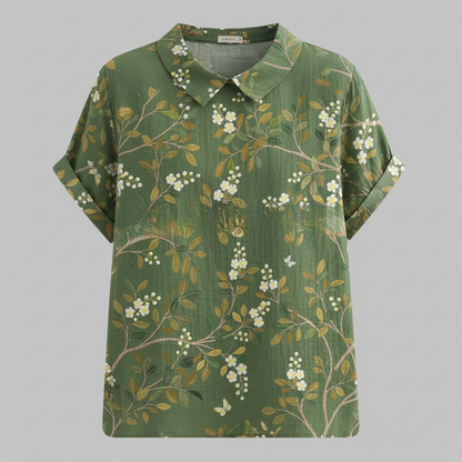 Damen Vintage Bluse mit Blumenmuster | Damenbluse Lässig