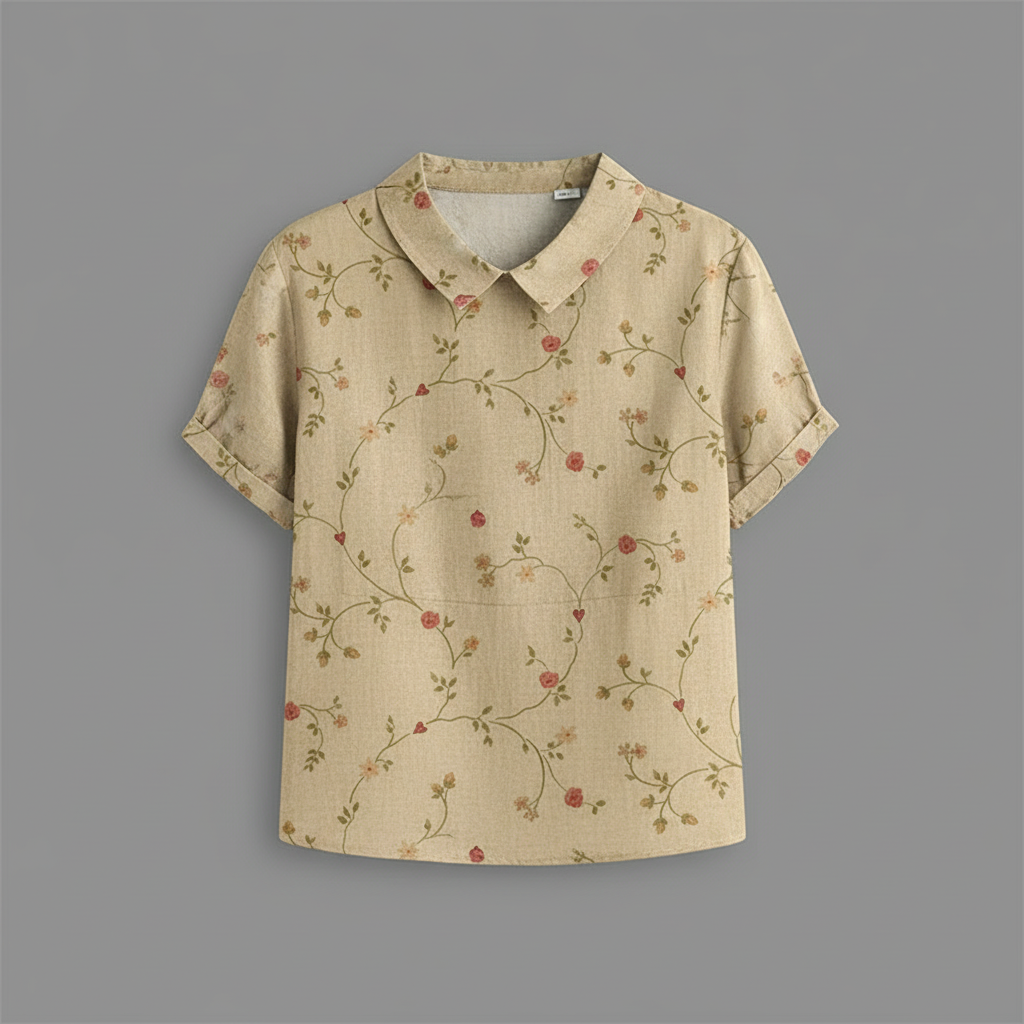 Damen Vintage Bluse mit Blumenmuster | Damenbluse Lässig
