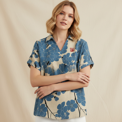 Damen Vintage Bluse mit Blumenmuster | Damenbluse Lässig