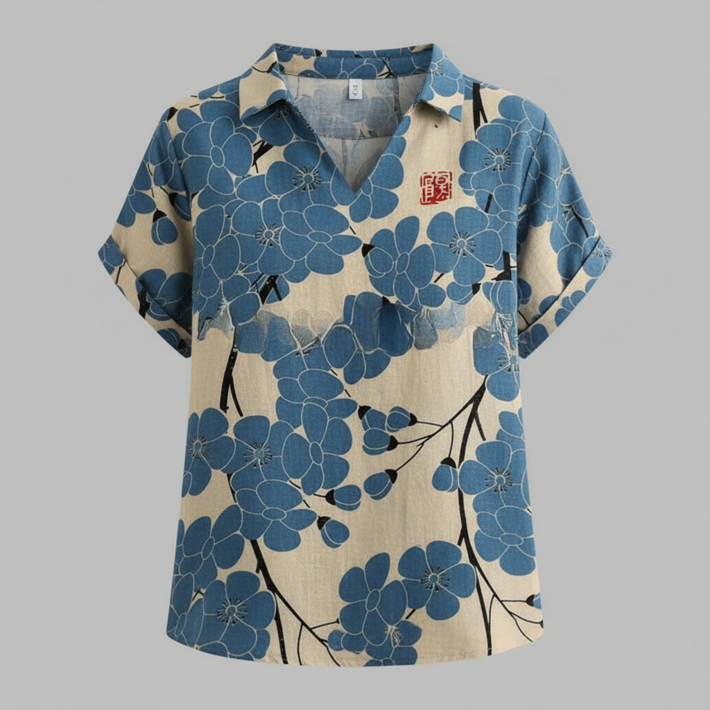 Damen Vintage Bluse mit Blumenmuster | Damenbluse Lässig