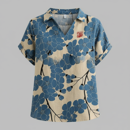 Damen Vintage Bluse mit Blumenmuster | Damenbluse Lässig