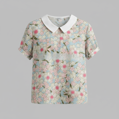 Damen Vintage Bluse mit Blumenmuster | Damenbluse Lässig