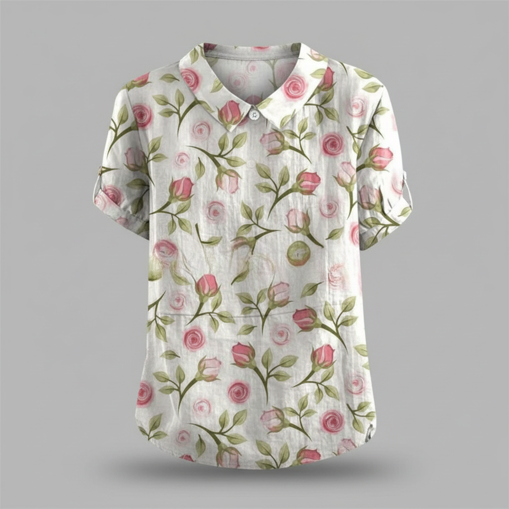 Damen Vintage Bluse mit Blumenmuster | Damenbluse Lässig