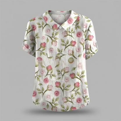 Damen Vintage Bluse mit Blumenmuster | Damenbluse Lässig