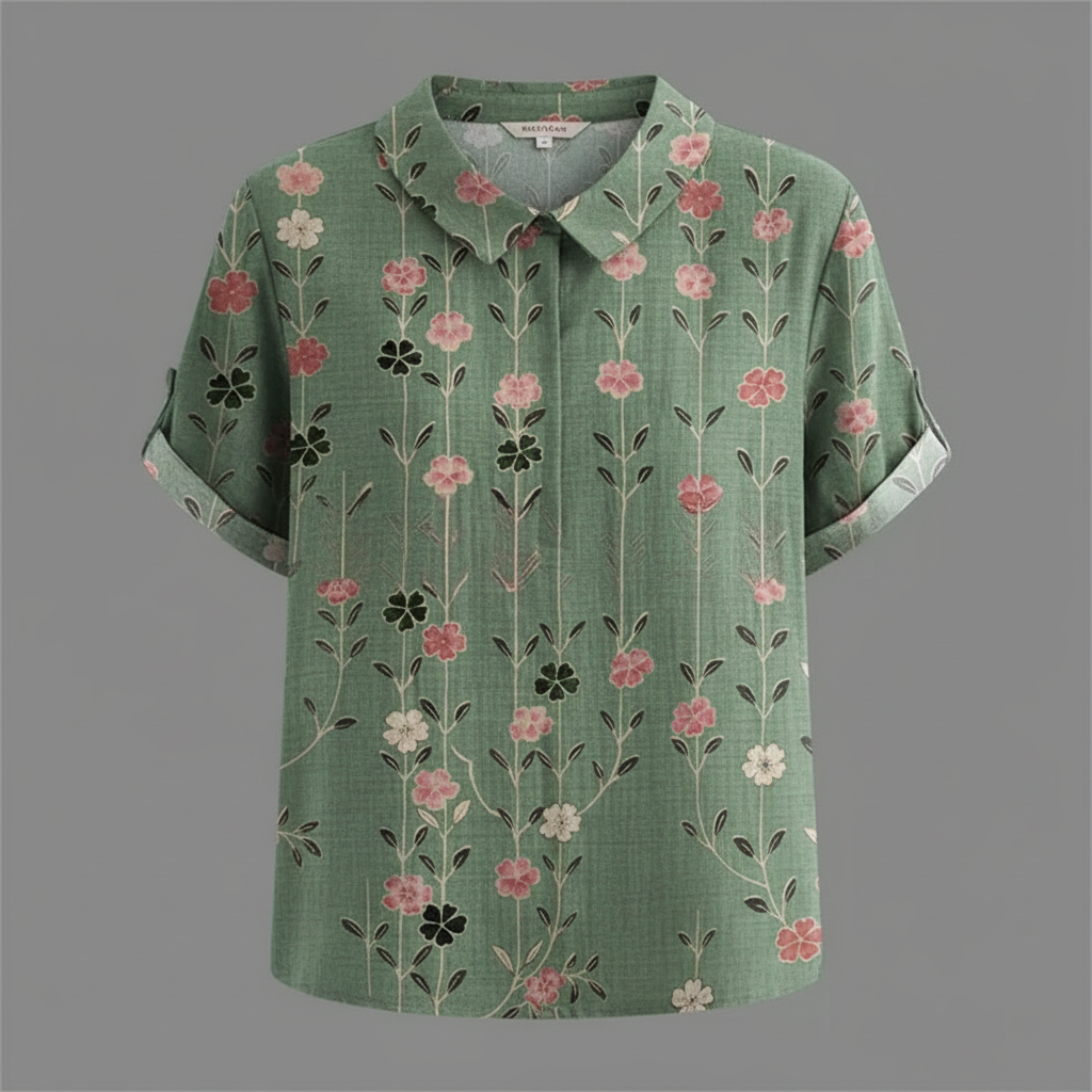 Damen Vintage Bluse mit Blumenmuster | Damenbluse Lässig