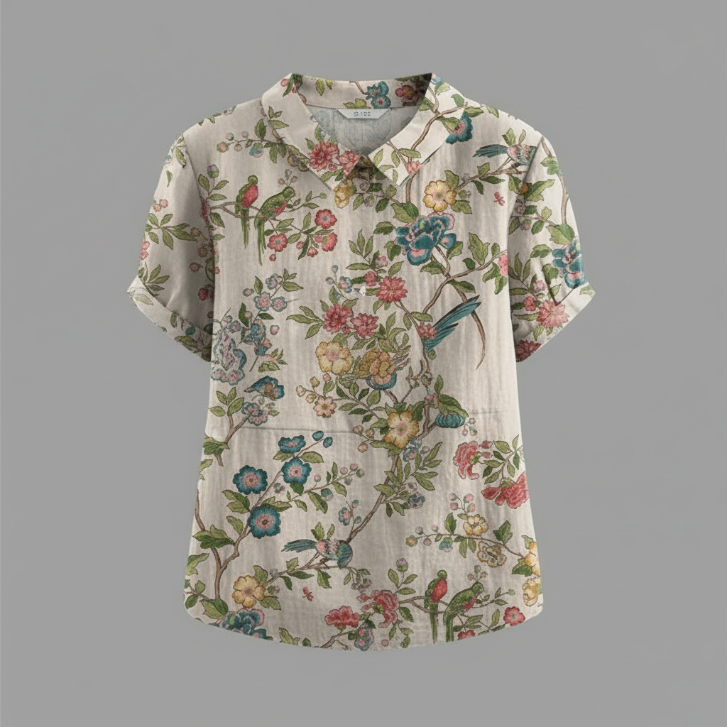 Damen Vintage Bluse mit Blumenmuster | Damenbluse Lässig