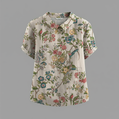 Damen Vintage Bluse mit Blumenmuster | Damenbluse Lässig