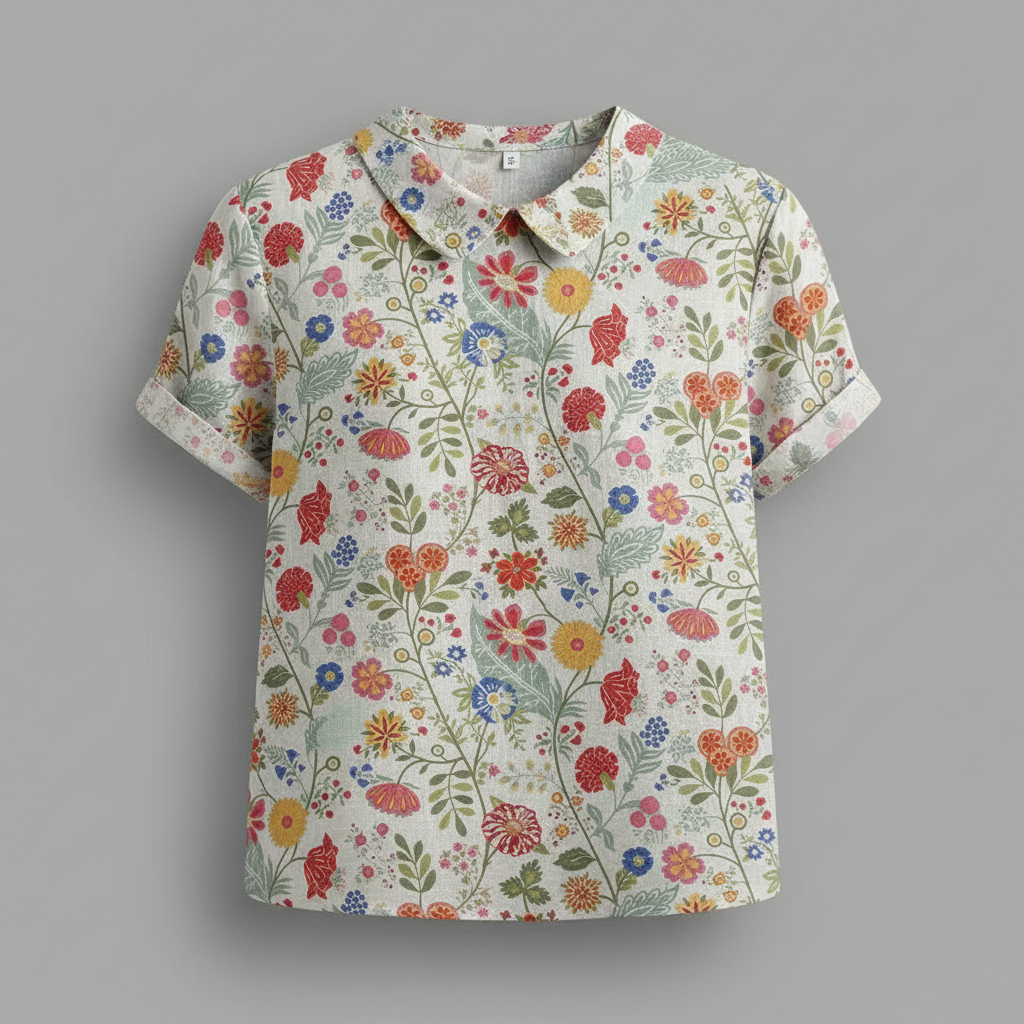 Damen Vintage Bluse mit Blumenmuster | Damenbluse Lässig