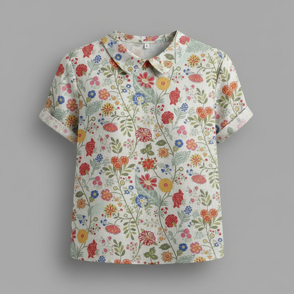 Damen Vintage Bluse mit Blumenmuster | Damenbluse Lässig