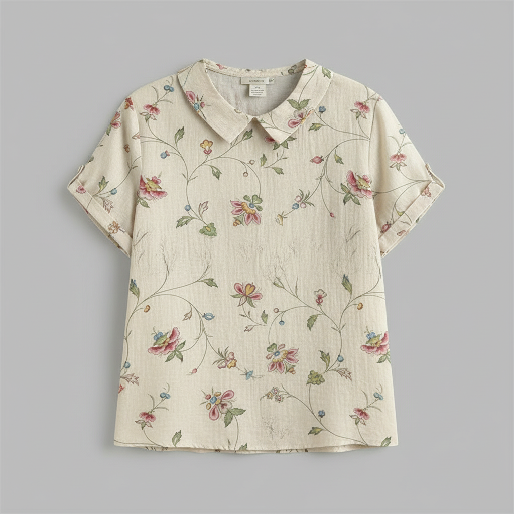 Damen Vintage Bluse mit Blumenmuster | Damenbluse Lässig