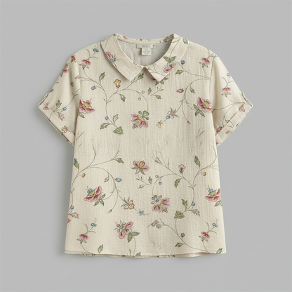 Damen Vintage Bluse mit Blumenmuster | Damenbluse Lässig