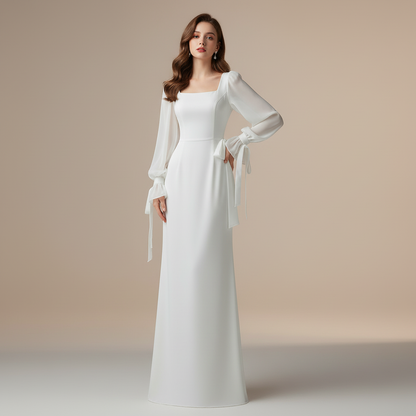 Elegantes Langarm Maxi Kleid für Hochzeitsgäste | Damenmode