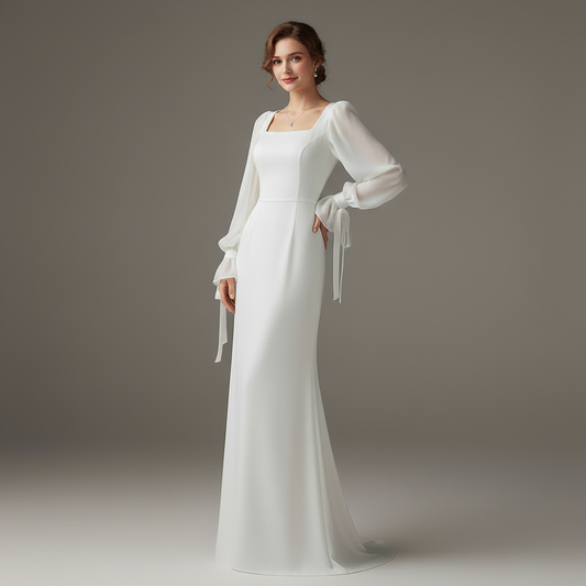 Elegantes Langarm Maxi Kleid für Hochzeitsgäste | Damenmode