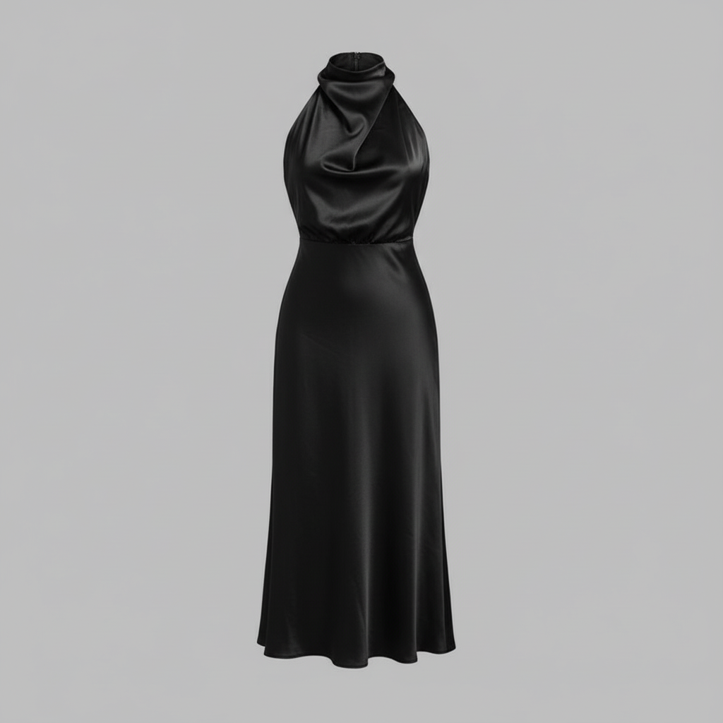Halfter Abendkleid Damen | Midi Kleid für Hochzeit und Events