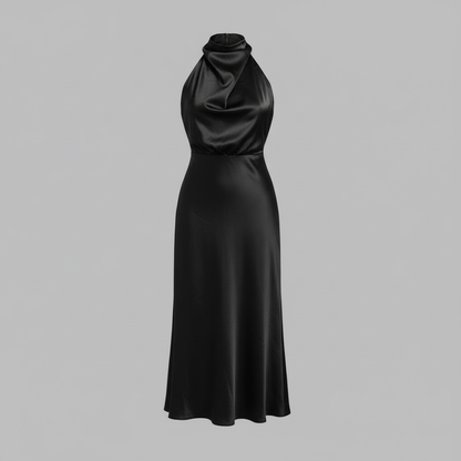 Halfter Abendkleid Damen | Midi Kleid für Hochzeit und Events