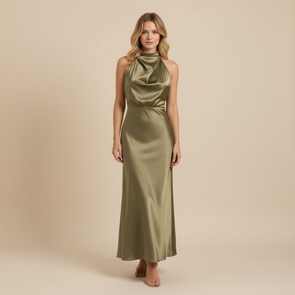 Halfter Abendkleid Damen | Midi Kleid für Hochzeit und Events