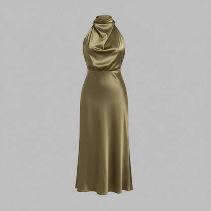 Halfter Abendkleid Damen | Midi Kleid für Hochzeit und Events