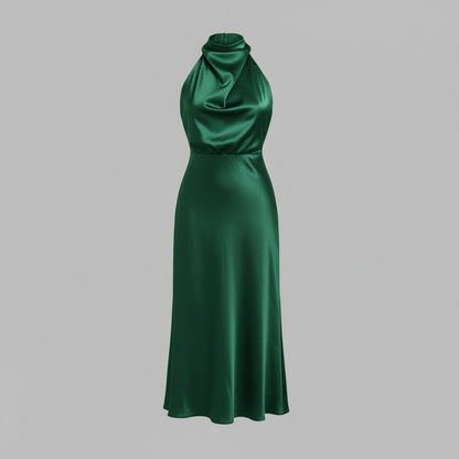 Halfter Abendkleid Damen | Midi Kleid für Hochzeit und Events
