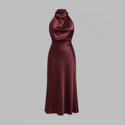 Halfter Abendkleid Damen | Midi Kleid für Hochzeit und Events