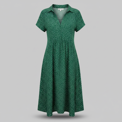 Midi Hemdblusenkleid Damen | Kurzärmliges Kleid aus Baumwolle