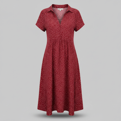Midi Hemdblusenkleid Damen | Kurzärmliges Kleid aus Baumwolle