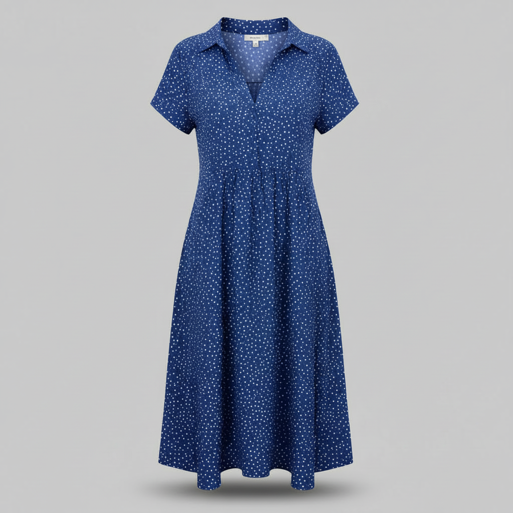 Midi Hemdblusenkleid Damen | Kurzärmliges Kleid aus Baumwolle