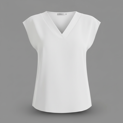 Moderne Weiße Bluse Damen | V-Ausschnitt Bluse
