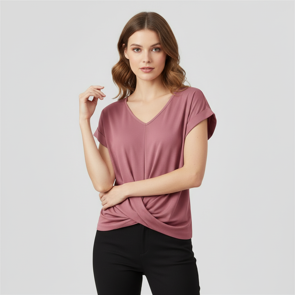 Damen V-Ausschnitt Top mit Twist-Detail | Tops Damen
