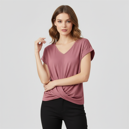Damen V-Ausschnitt Top mit Twist-Detail | Tops Damen