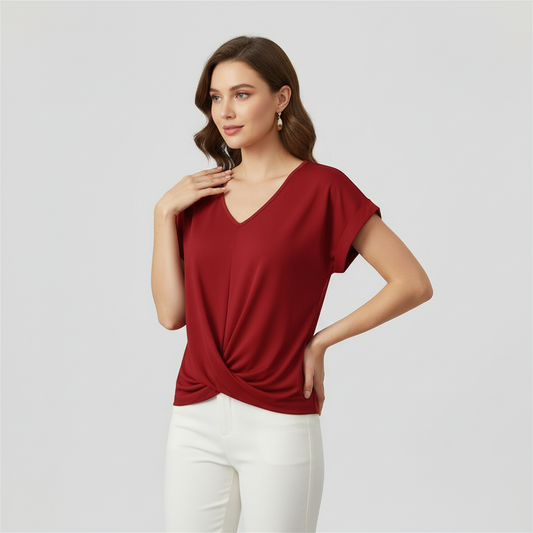 Damen V-Ausschnitt Top mit Twist-Detail | Tops Damen