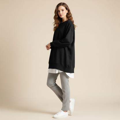 Übergrößiges Sweatshirt Damen | Rundhals mit langen Ärmeln
